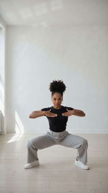 Step 2: the deep squat with both arms pushed to one side, from our sample